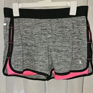 Danskin Gray Heather Athletic Shorts with Pink Trim